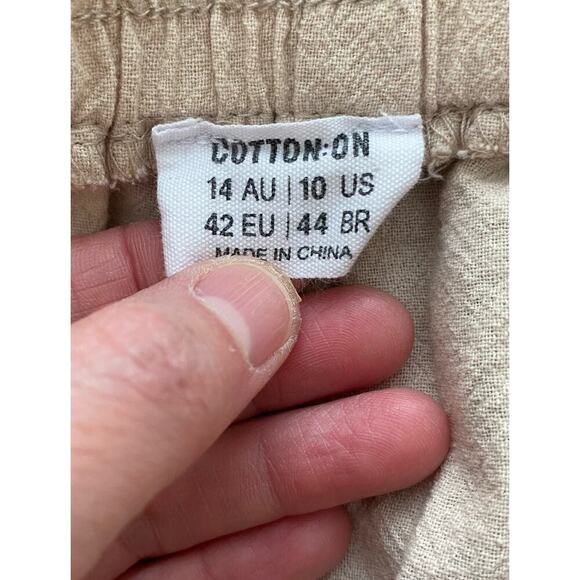 Cotton On Women's 10 Beige Elastic Waist Wide Leg Raw Hem Capri Pants - Picture 3 of 6